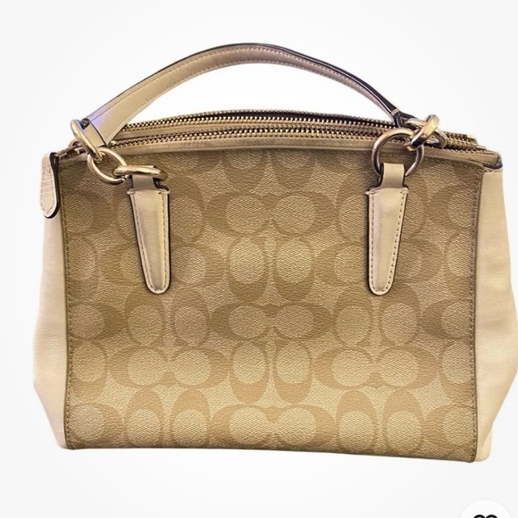 Coach Mini Christie Carryall Satchel Handbag Zip Top Closure Leather Trim F58291 - Picture 5 of 9